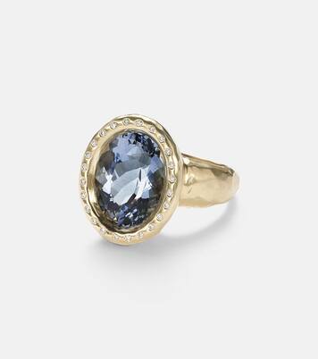Tribute 18kt gold ring with diamonds and blue beryl | Octavia Elizabeth