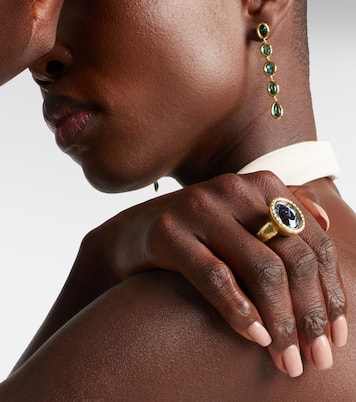 Tribute 18kt gold ring with diamonds and blue beryl | Octavia Elizabeth