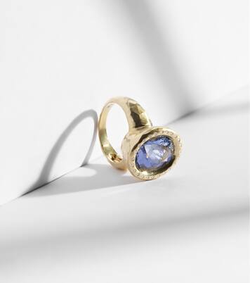 Tribute 18kt gold ring with diamonds and blue beryl | Octavia Elizabeth