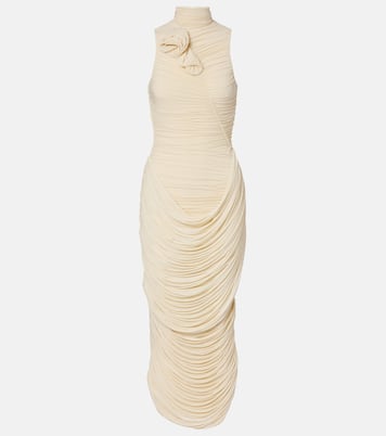 Floral-appliqué draped ruched gown | Magda Butrym