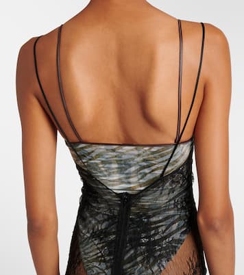 Set de body de jersey y vestido largo de encaje | Jacques Wei