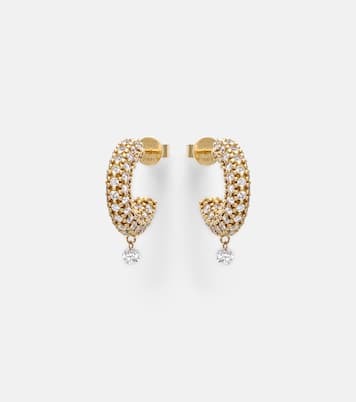 Helios 18kt gold hoop earrings with diamonds | Persée