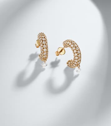 Helios 18kt gold hoop earrings with diamonds | Persée