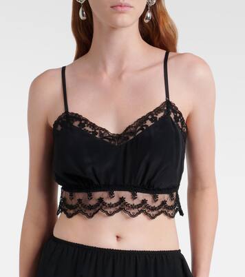 Crop top de crepé de china con encaje | Simone Rocha