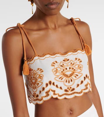 Besticktes Cropped-Top aus Baumwolle | Farm Rio