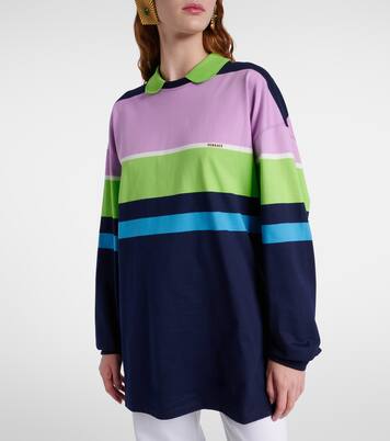 Striped cotton jersey polo sweater | Versace