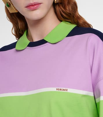 Striped cotton jersey polo sweater | Versace