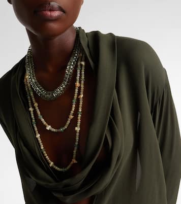 Aura sterling silver (925) beaded necklace with gemstones | Ileana Makri