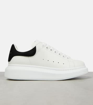 Oversized leather sneakers in white Alexander Mc Queen Mytheresa