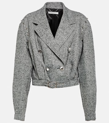 Herringbone cropped wool-blend jacket | Alessandra Rich