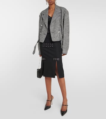 Herringbone cropped wool-blend jacket | Alessandra Rich