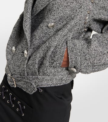 Herringbone cropped wool-blend jacket | Alessandra Rich