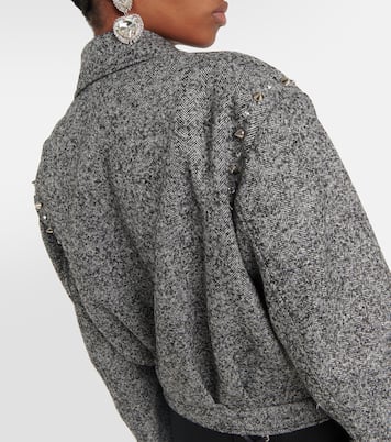 Herringbone cropped wool-blend jacket | Alessandra Rich