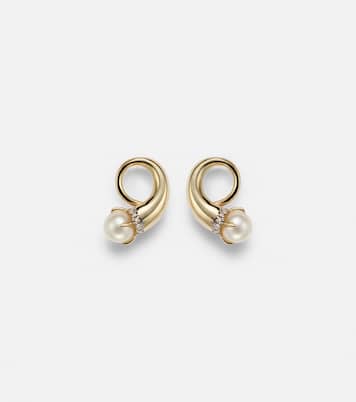 Boucles d'oreilles en or 14 ct, diamants et perles | Mateo