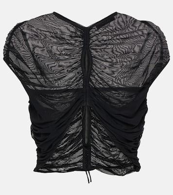 Cropped-Top aus Mesh | Mugler