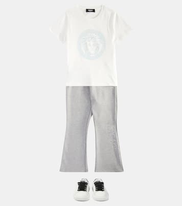 Logo embellished cotton jersey sweatpants | Versace Kids