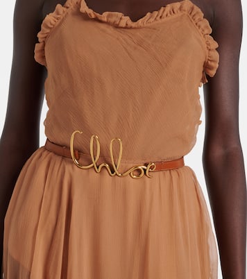 Cintura Script Small in pelle con logo | Chloé