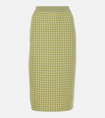 Jupe crayon en maille à carreaux | Tory Burch