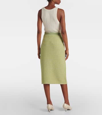 Jupe crayon en maille à carreaux | Tory Burch