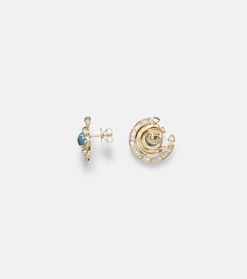 Orecchini Chakra in oro 18kt con diamanti e pietre preziose | Ananya