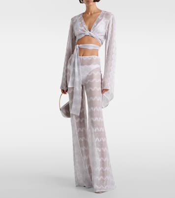 Pantalones anchos de lamé en zigzag | Missoni