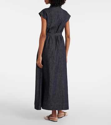 Abito lungo in jeans con cintura | Brunello Cucinelli