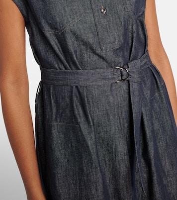 Abito lungo in jeans con cintura | Brunello Cucinelli
