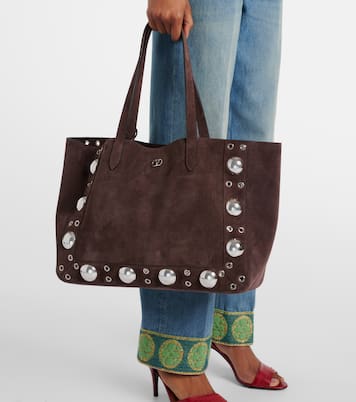 Cabas Nellcôte Medium en daim à clous | Valentino Garavani