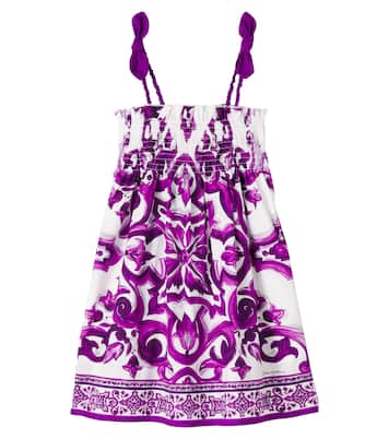 Abito Majolica in popeline di cotone | Dolce&Gabbana Kids