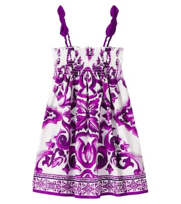 Abito Majolica in popeline di cotone | Dolce&Gabbana Kids