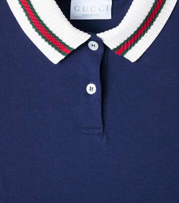 Web Stripe cotton polo dress | Gucci Kids