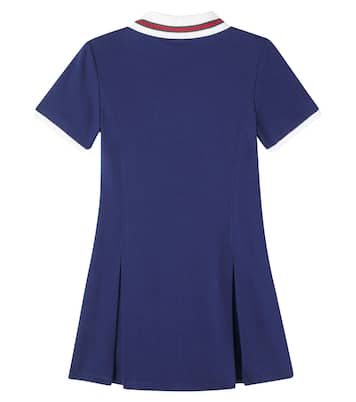 Web Stripe cotton polo dress | Gucci Kids