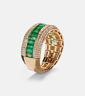 18kt gold ring with emeralds and diamonds | Shay Jewelry