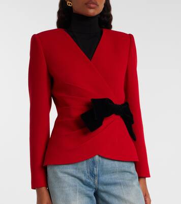 Bow-detail virgin wool jacket | Valentino