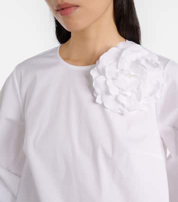 Blusa en mezcla de algodón con aplique floral | Carolina Herrera