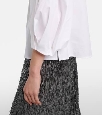 Blusa en mezcla de algodón con aplique floral | Carolina Herrera