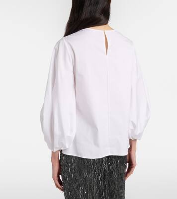 Blusa en mezcla de algodón con aplique floral | Carolina Herrera