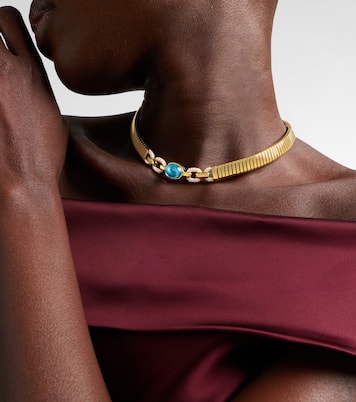 Collana Bvlgari Tubogas in oro 18kt con topazio e diamanti | Bvlgari