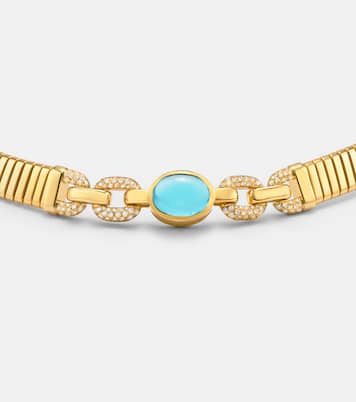 Collana Bvlgari Tubogas in oro 18kt con topazio e diamanti | Bvlgari