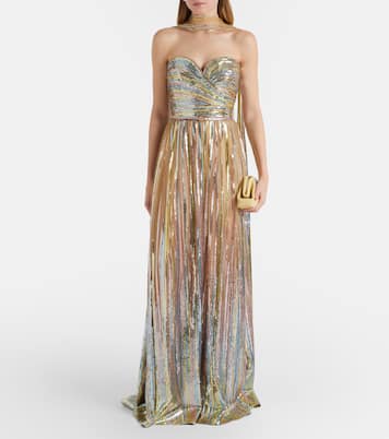 围巾细节亮片长礼服 | Elie Saab