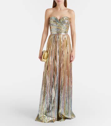 围巾细节亮片长礼服 | Elie Saab