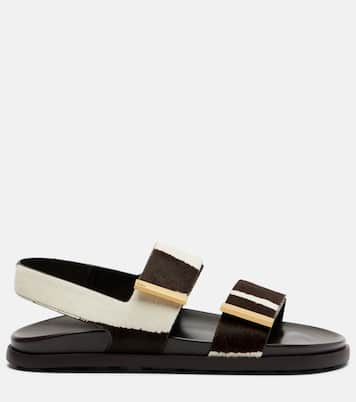Zebra-print calf hair slingback sandals | Tod's