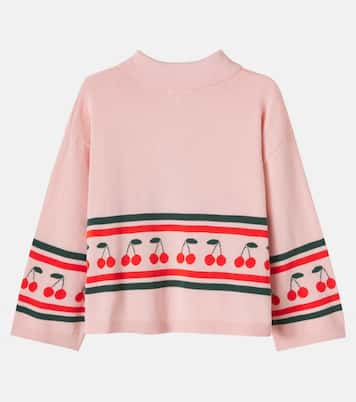 Cherries embroidered cotton sweater | Tinycottons