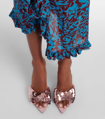 Embellished suede-trimmed mules | Gianvito Rossi