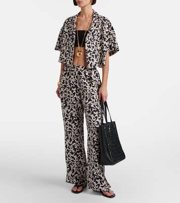 Lincoln printed cropped silk twill shirt | Asceno