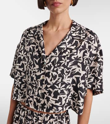 Lincoln printed cropped silk twill shirt | Asceno