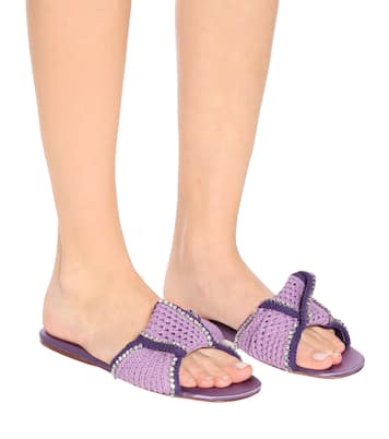 Embellished crochet slides | Miu Miu