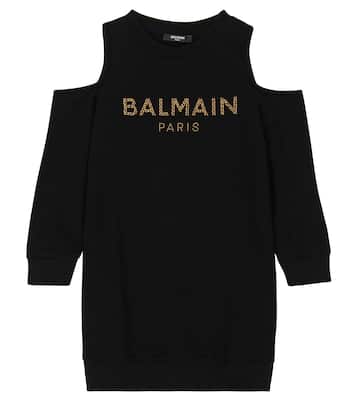 Cutout cotton sweatshirt dress | Balmain Kids