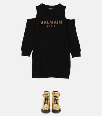 Cutout cotton sweatshirt dress | Balmain Kids