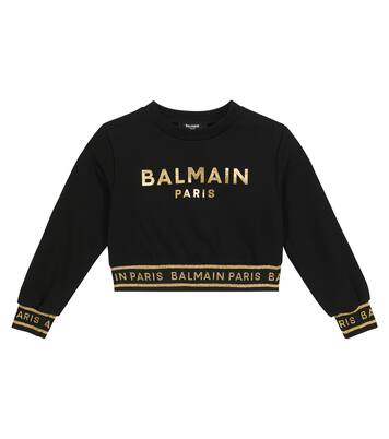 Logo cotton jersey sweatshirt | Balmain Kids